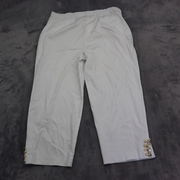 Ruby Rd Pants Womens 14 White Ankle High Rise Elastic Waist Stretch Hook Eye - Picture 8 of 16